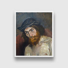 head of Christ Painting - Meri Deewar 1 : 1 Square Premium Wall Art Canvas by MeriDeewar