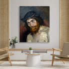 head of Christ Painting - Meri Deewar 1 : 1 Square Premium Wall Art Canvas by MeriDeewar