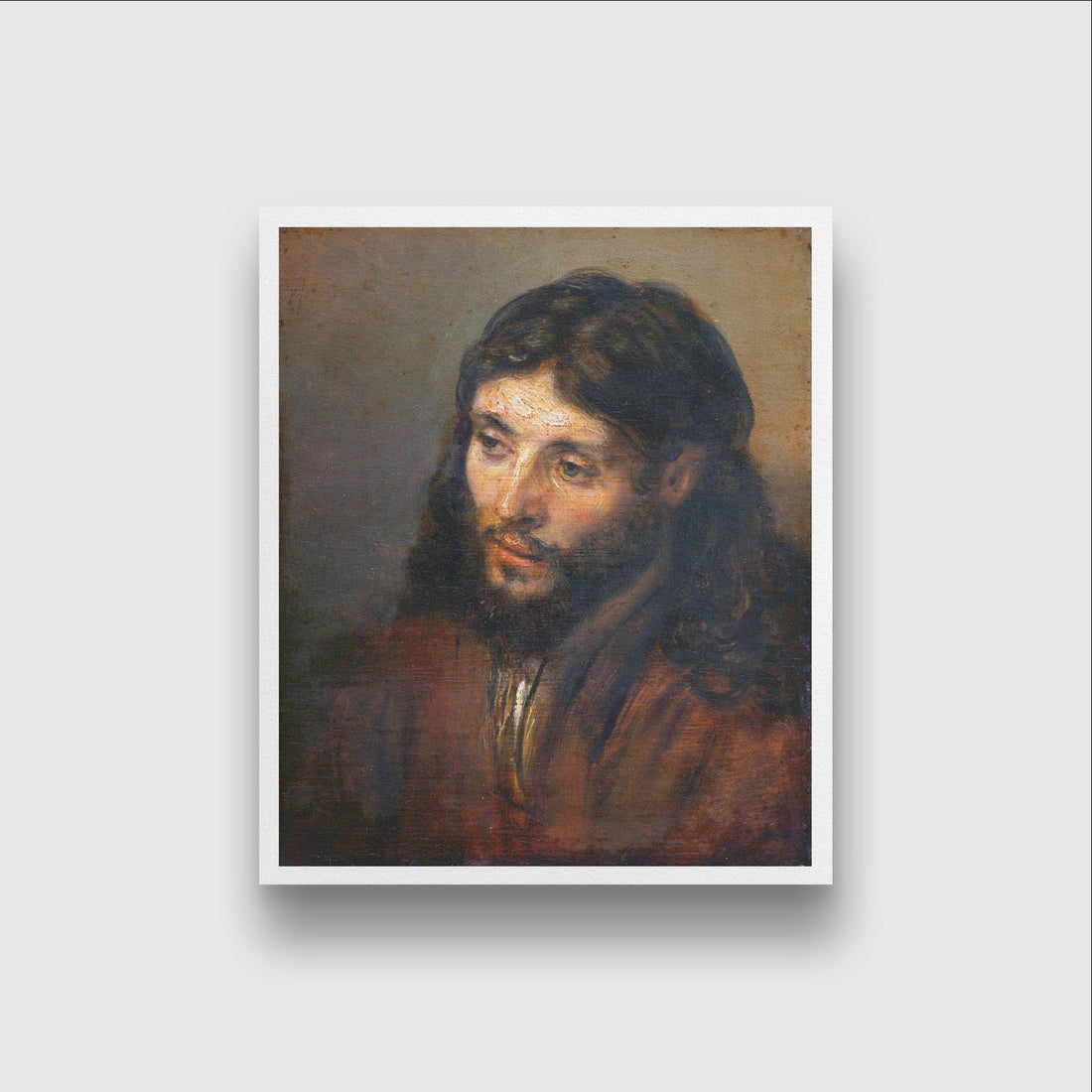 Head Of Christ Painting - Meri Deewar 1 : 1 Square Premium Wall Art Canvas by MeriDeewar