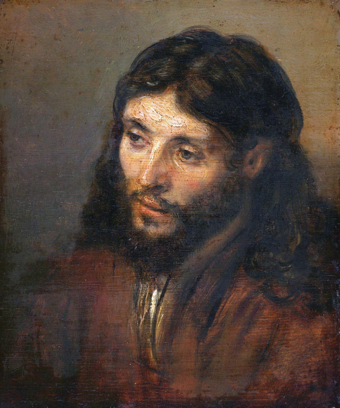 Head Of Christ Painting - Meri Deewar 1 : 1 Square Premium Wall Art Canvas by MeriDeewar