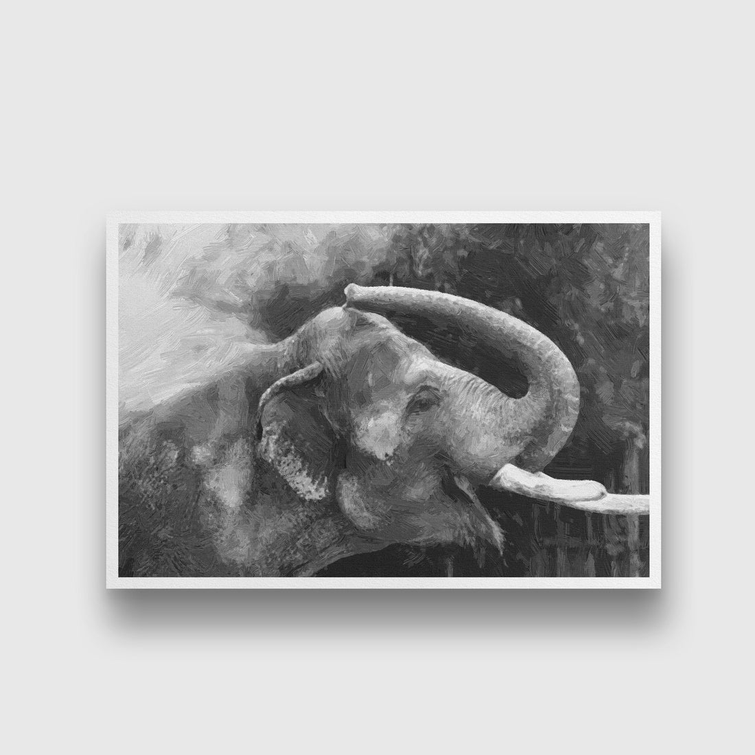 Head of elephant isolated on black and white painting - Meri Deewar 3 : 2 Horizontal Premium Wall Art Canvas by MeriDeewar