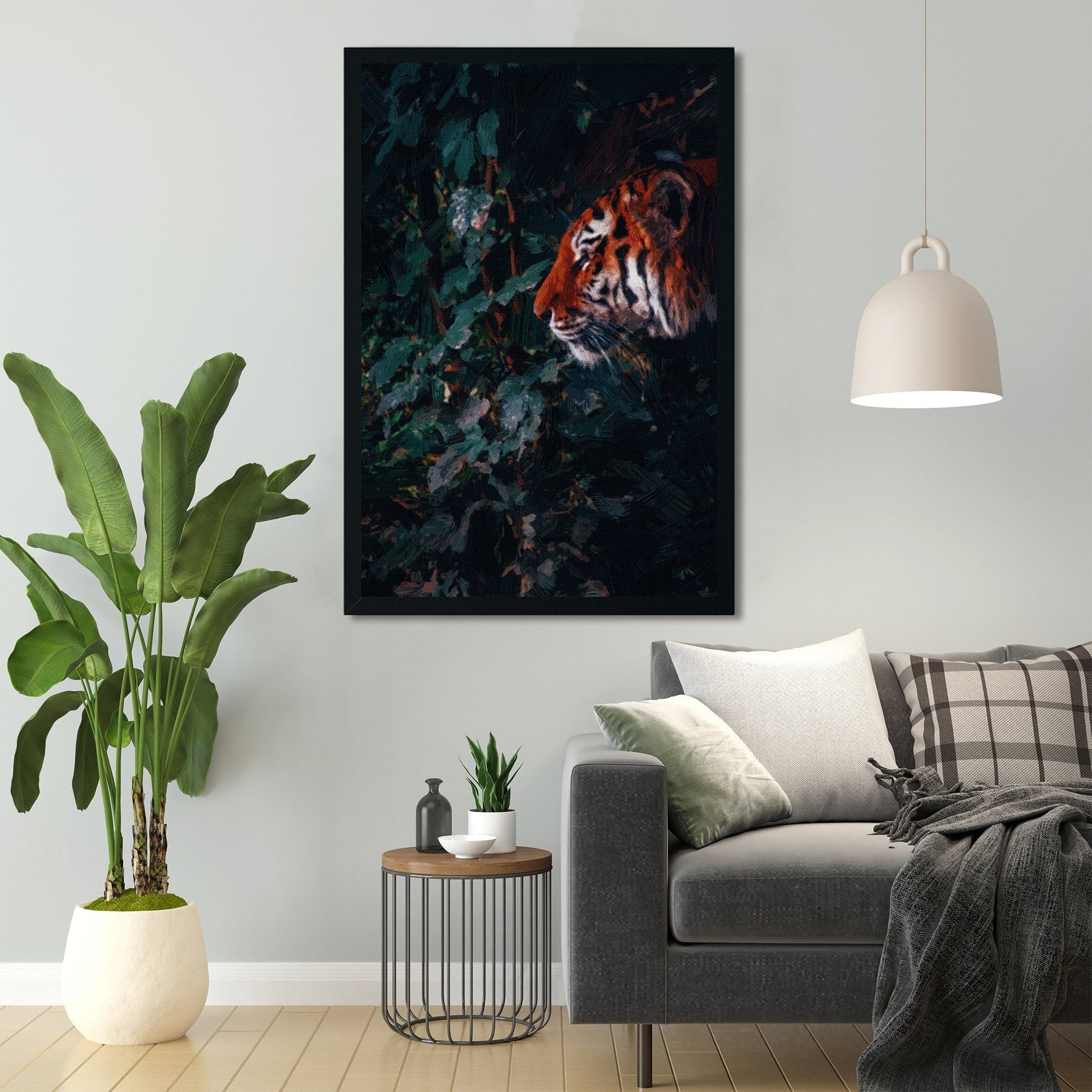 Headshot of Indochinese tiger Painting - Meri Deewar 2 : 3 Vertical Premium Wall Art Canvas by MeriDeewar