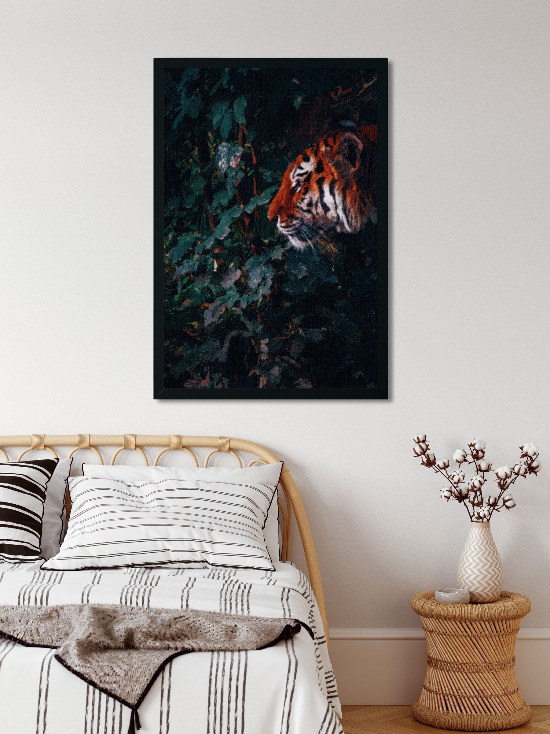 Headshot of Indochinese tiger Painting - Meri Deewar 2 : 3 Vertical Premium Wall Art Canvas by MeriDeewar