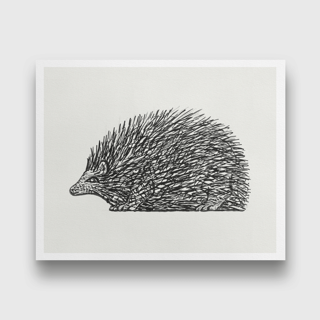 Hedgehog Painting 5 : 4 Horizontal Premium Wall Art Canvas by MeriDeewar