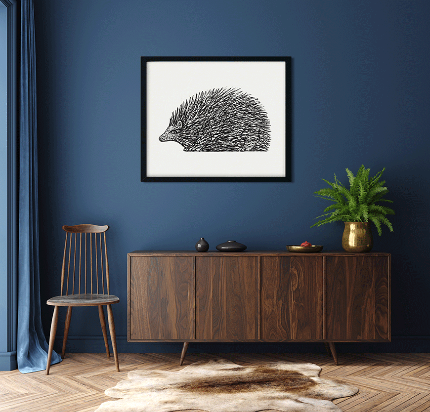 Hedgehog Painting 5 : 4 Horizontal Premium Wall Art Canvas by MeriDeewar