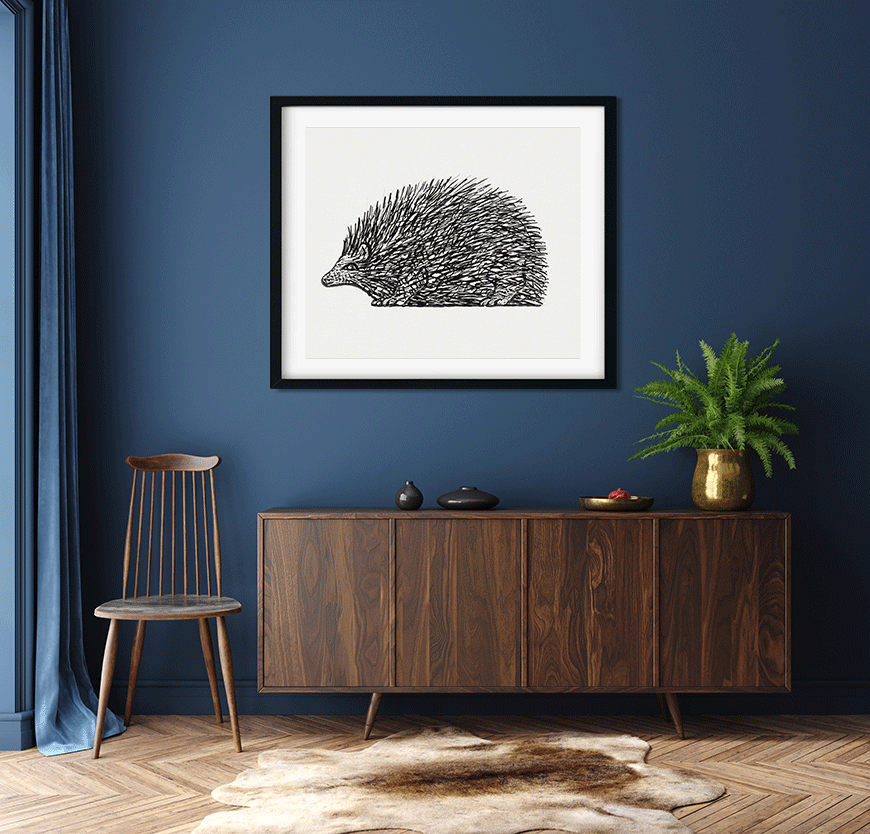 Hedgehog Painting 5 : 4 Horizontal Premium Wall Art Canvas by MeriDeewar