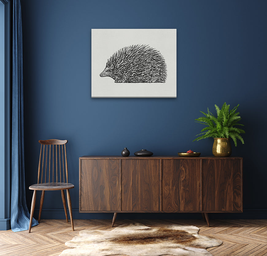 Hedgehog Painting 5 : 4 Horizontal Premium Wall Art Canvas by MeriDeewar