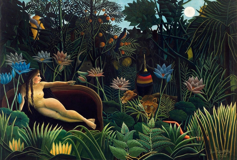 Henri Rousseaus The Dream Painting - Meri Deewar 3 : 2 Horizontal Premium Wall Art Canvas by MeriDeewar