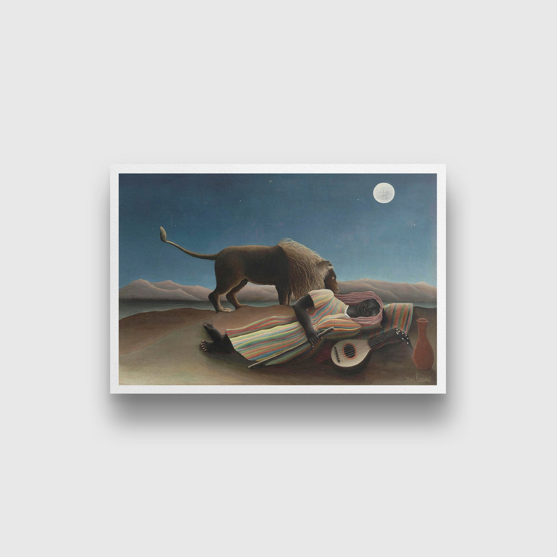 Henri Rousseaus The Sleeping Gypsy Painting - Meri Deewar 3 : 2 Horizontal Premium Wall Art Canvas by MeriDeewar