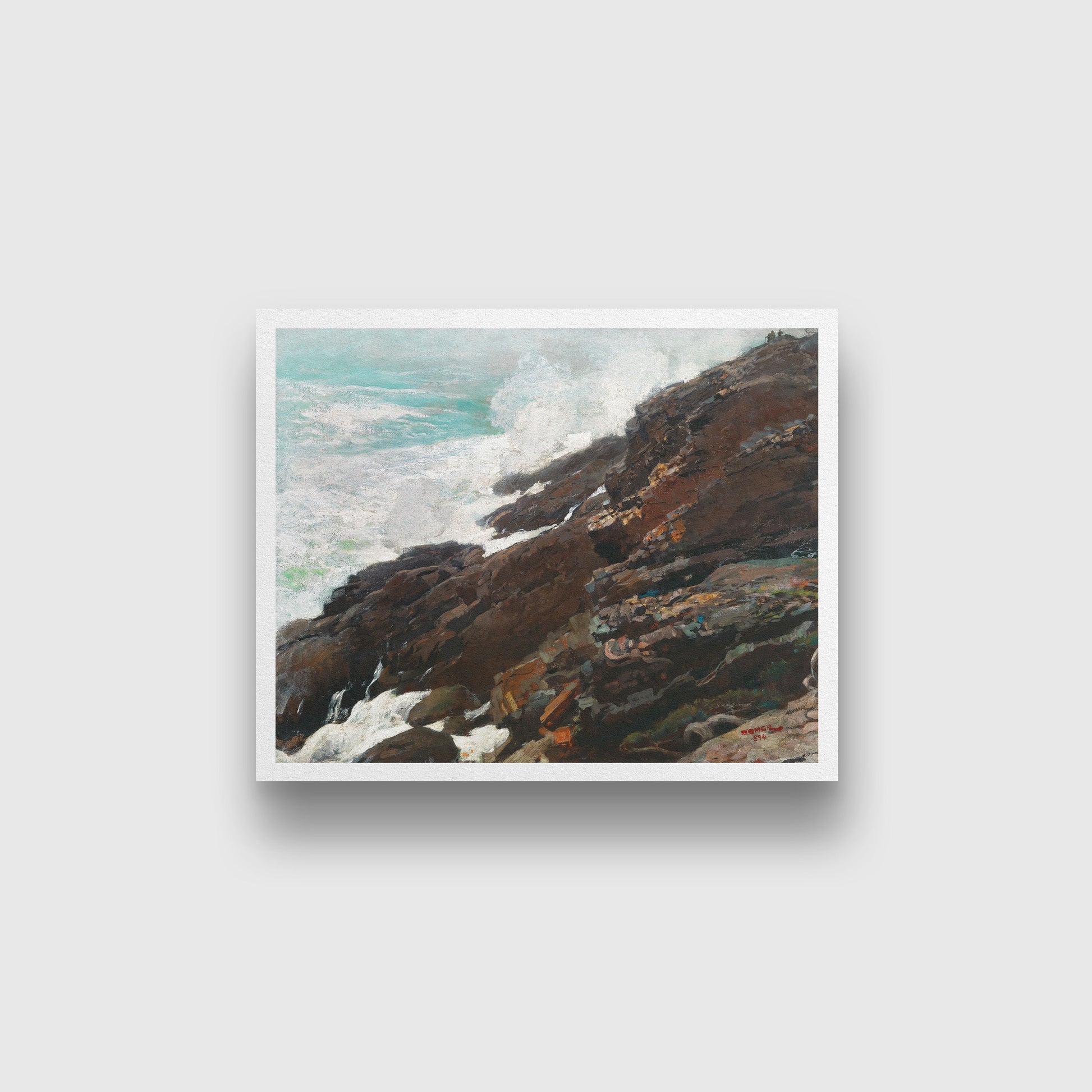 High Cliff Coast of Maine painting - Meri Deewar 5 : 4 Horizontal Premium Wall Art Canvas by MeriDeewar