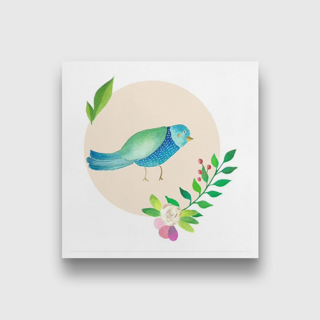 Himalayan Bird Painting - Meri Deewar 1 : 1 Square Premium Wall Art Canvas by MeriDeewar