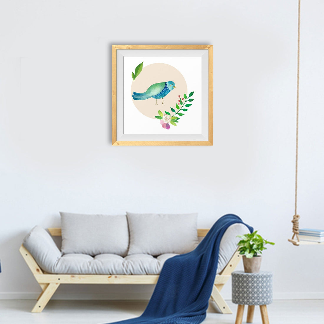 Himalayan Bird Painting - Meri Deewar 1 : 1 Square Premium Wall Art Canvas by MeriDeewar