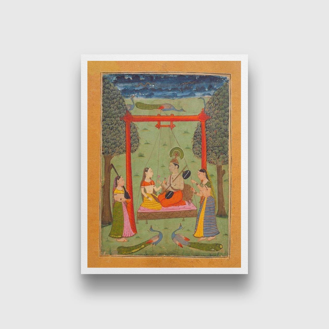 Hindola Raga, Folio from a Ragamala (Garland of Melodies) Painting - Meri Deewar 3 : 4 Vertical Premium Wall Art Canvas by MeriDeewar