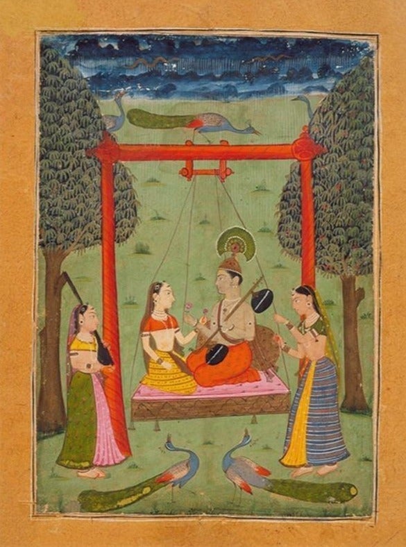 Hindola Raga, Folio from a Ragamala (Garland of Melodies) Painting - Meri Deewar 3 : 4 Vertical Premium Wall Art Canvas by MeriDeewar
