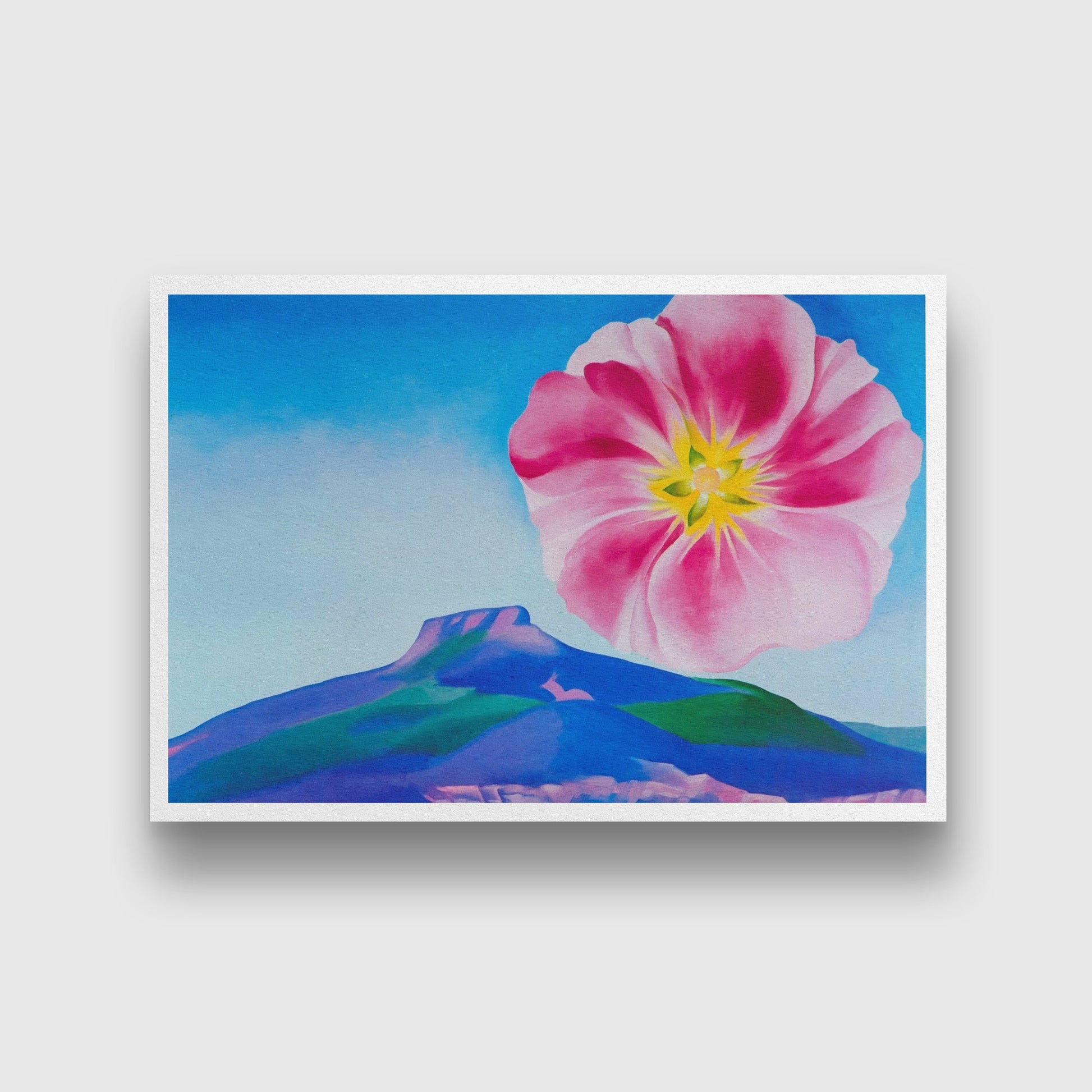 Hollyhock with Pedernal Painting - Meri Deewar 3 : 2 Horizontal Premium Wall Art Canvas by MeriDeewar