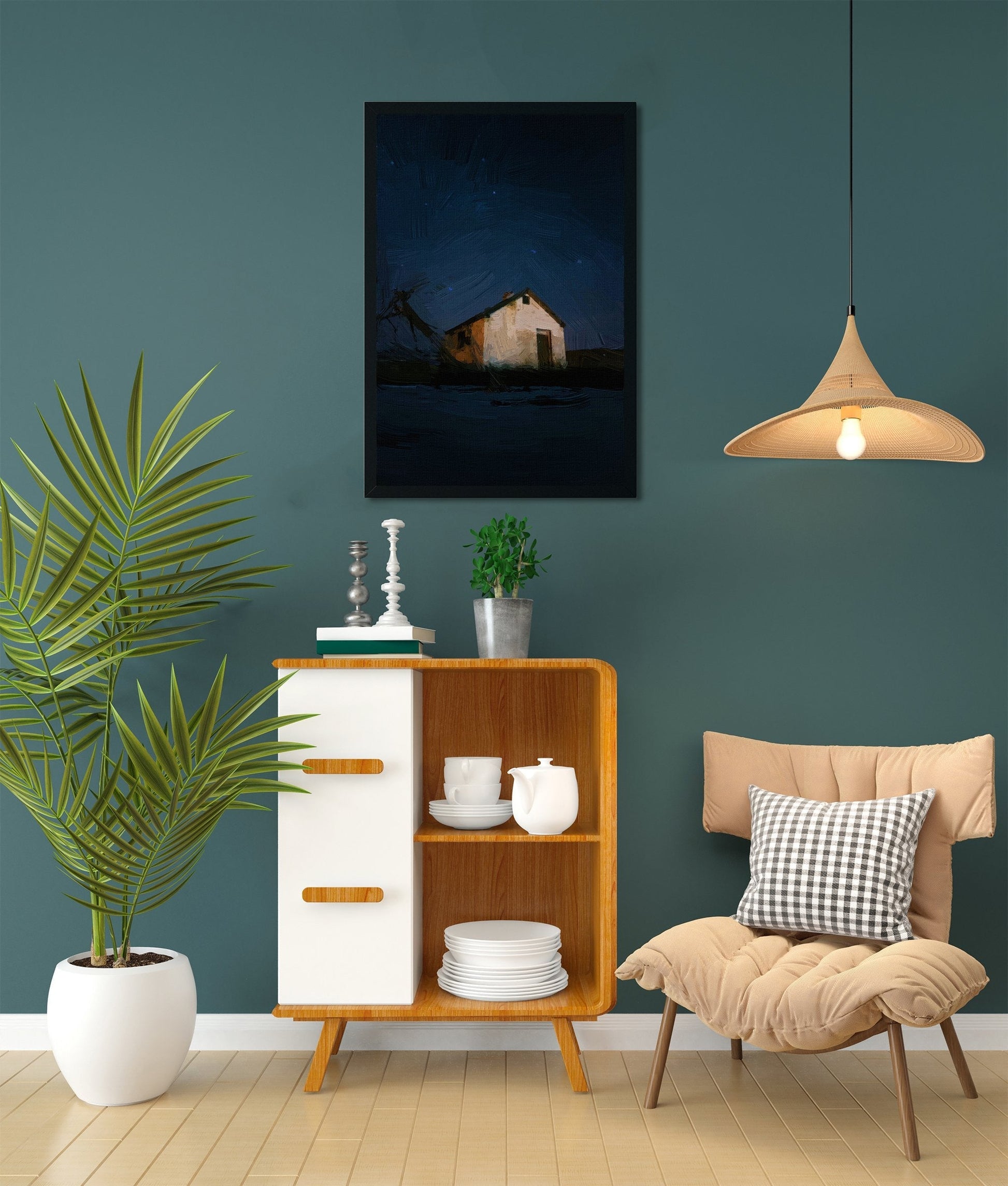 Homes cozy evening Painting - Meri Deewar 2 : 3 Vertical Premium Wall Art Canvas by MeriDeewar