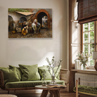 Horse Care in Oriental Market Painting 3 : 2 Horizontal Premium Wall Art Canvas by MeriDeewar
