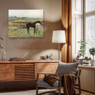Horses in a Meadow Painting 5 : 4 Horizontal Premium Wall Art Canvas by MeriDeewar