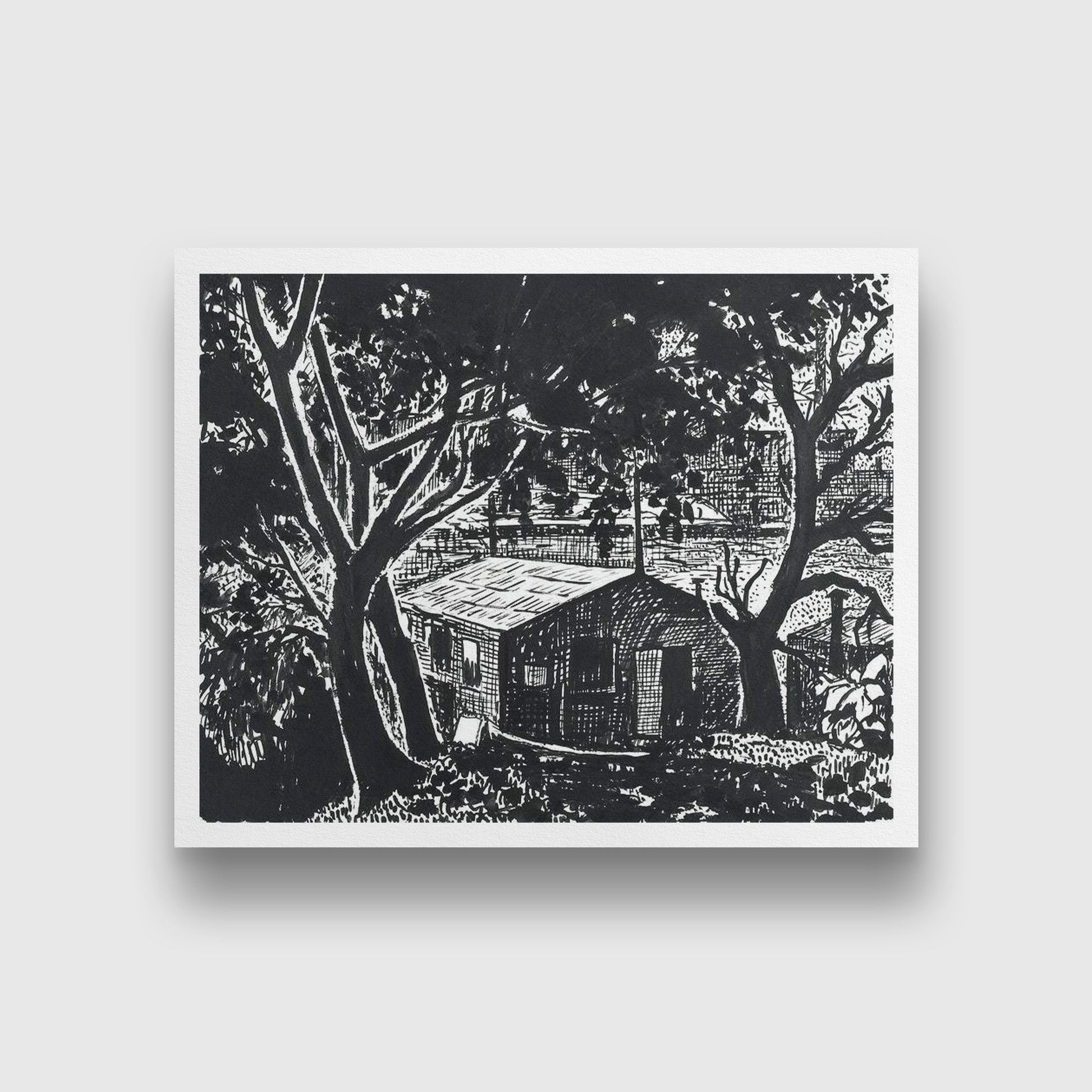 House in the Woods drawing Henry Lyman Saÿen Painting - MeriDeewar 4 :5 Vertical Premium Wall Art Canvas by MeriDeewar