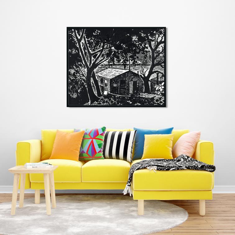 House in the Woods drawing Henry Lyman Saÿen Painting - MeriDeewar 4 :5 Vertical Premium Wall Art Canvas by MeriDeewar
