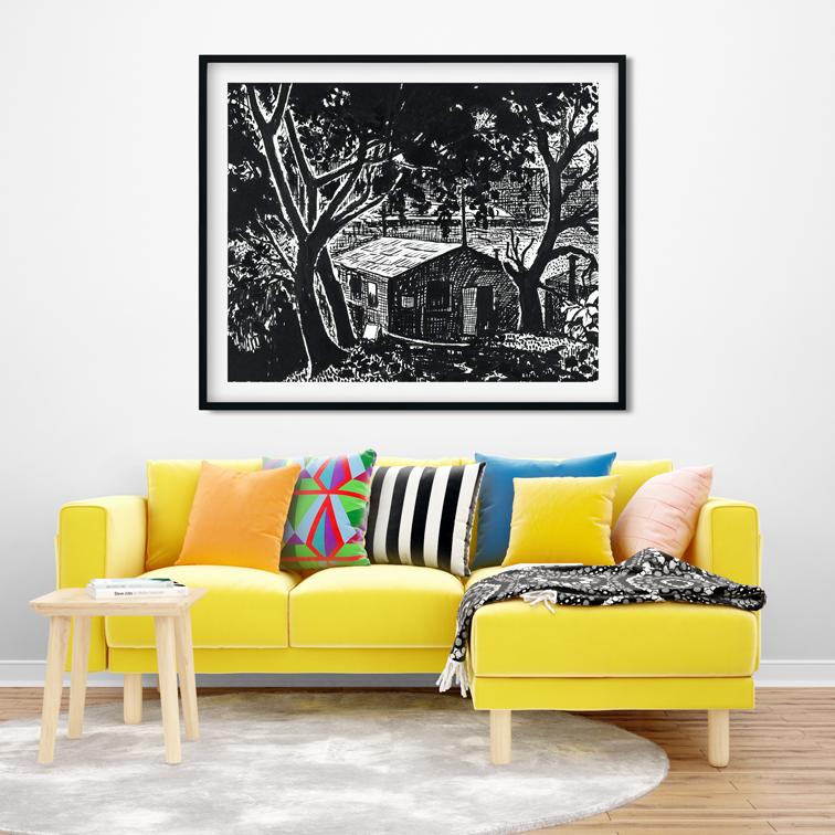 House in the Woods drawing Henry Lyman Saÿen Painting - MeriDeewar 4 :5 Vertical Premium Wall Art Canvas by MeriDeewar