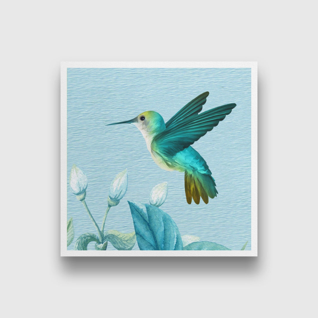 Hummingbird Painting - Meri Deewar 1 : 1 Square Premium Wall Art Canvas by MeriDeewar
