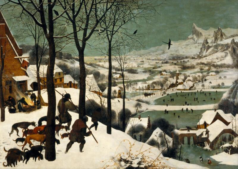 Hunters In The Snow Painting - Meri Deewar 4 : 3 Horizontal Premium Wall Art Canvas by MeriDeewar
