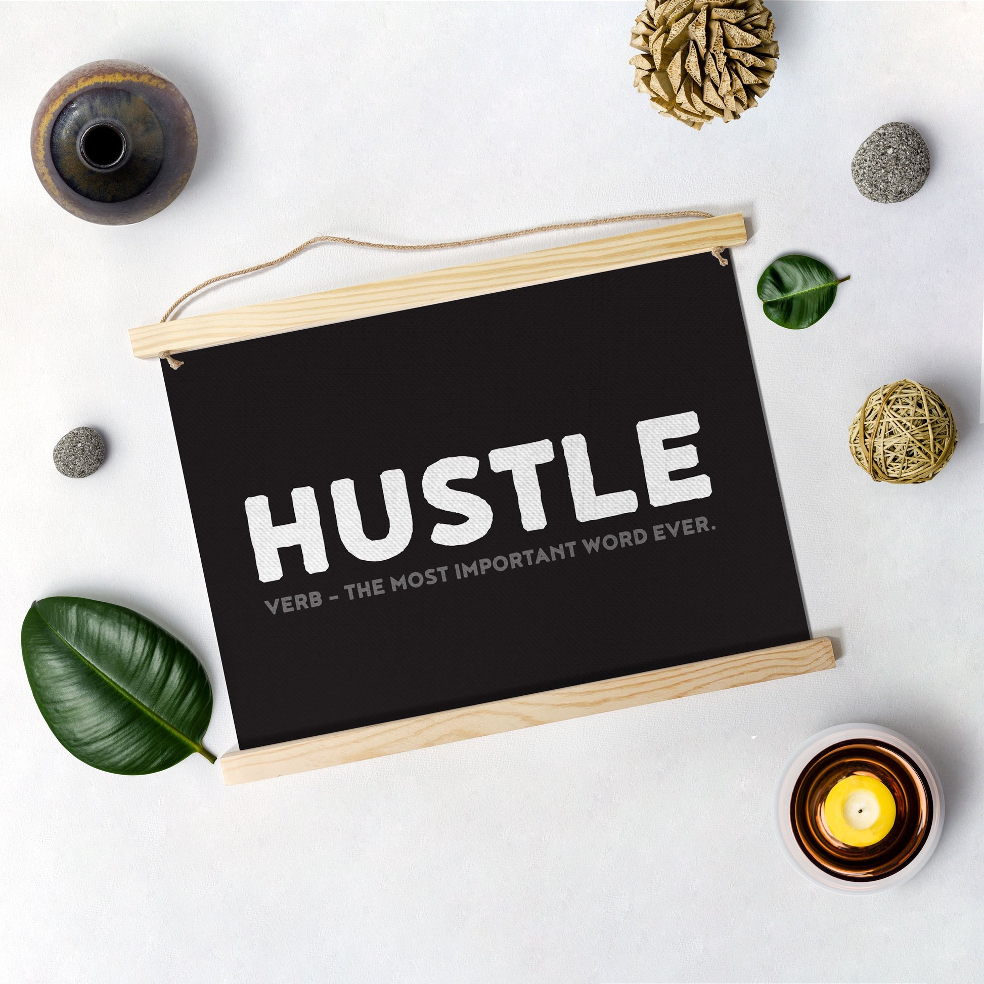 Hustle Poster Hanging Canvas Hanging Canvas Premium Wall Art Canvas by MeriDeewar
