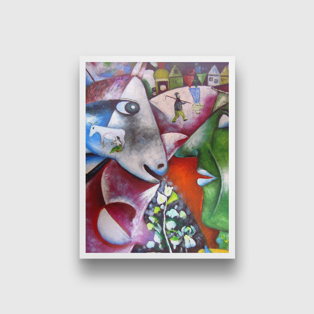 I and the Village Painting - Meri Deewar 3 : 4 Vertical Premium Wall Art Canvas by MeriDeewar