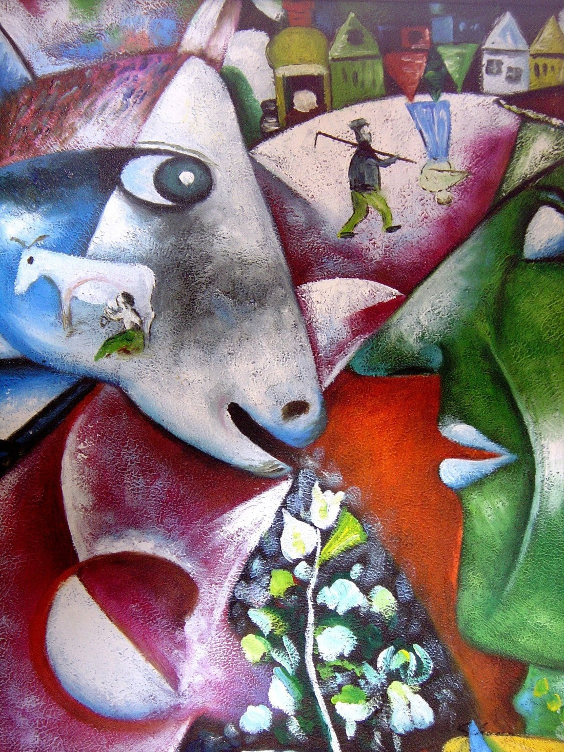 I and the Village Painting - Meri Deewar 3 : 4 Vertical Premium Wall Art Canvas by MeriDeewar