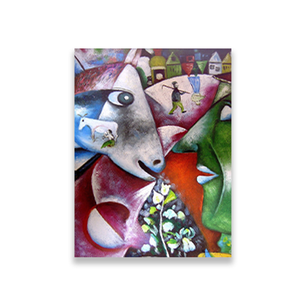 I and the Village Painting - Meri Deewar 3 : 4 Vertical Premium Wall Art Canvas by MeriDeewar