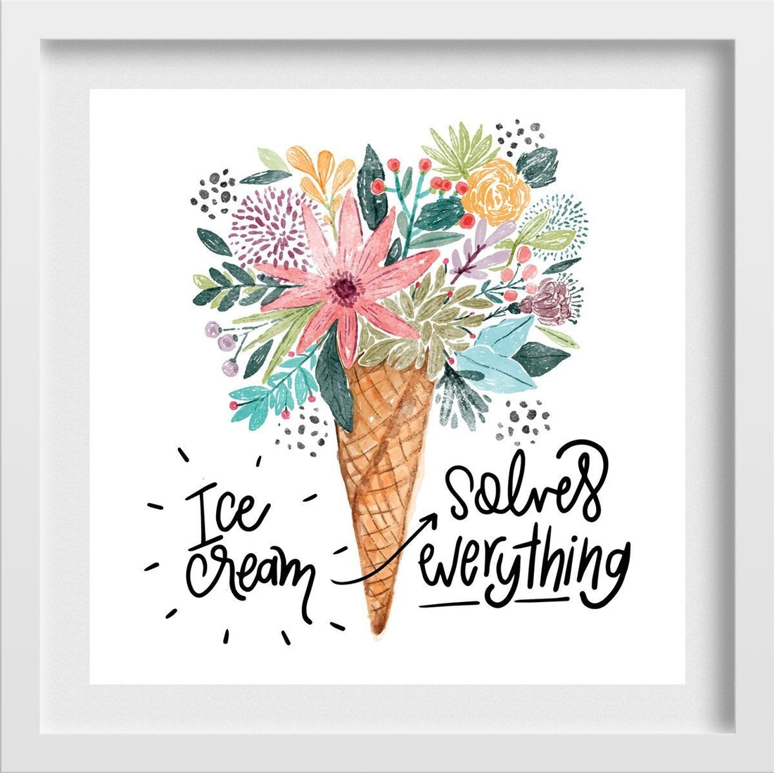 Ice Cream illustration Painting - Meri Deewar 1 : 1 Square Premium Wall Art Canvas by MeriDeewar