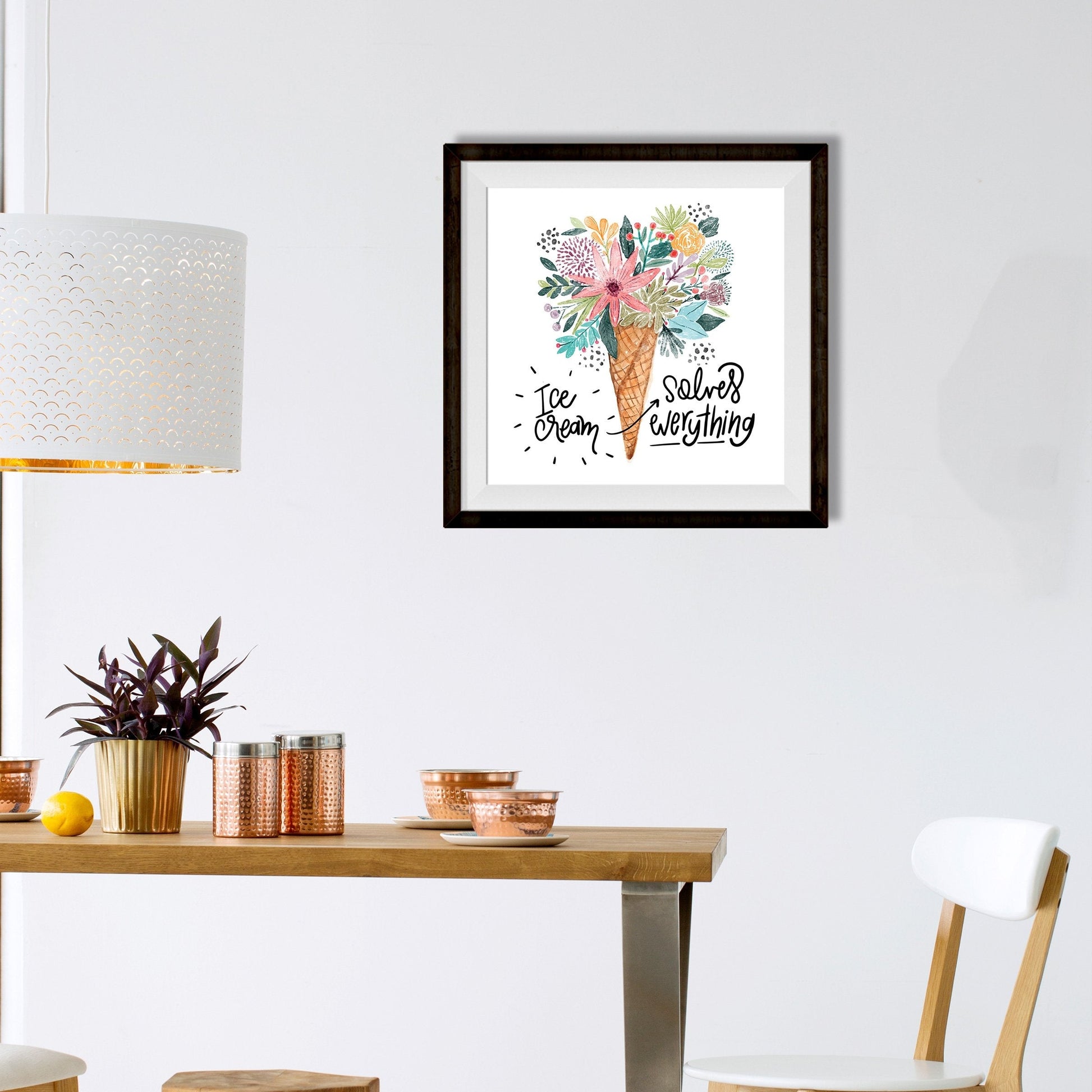 Ice Cream illustration Painting - Meri Deewar 1 : 1 Square Premium Wall Art Canvas by MeriDeewar