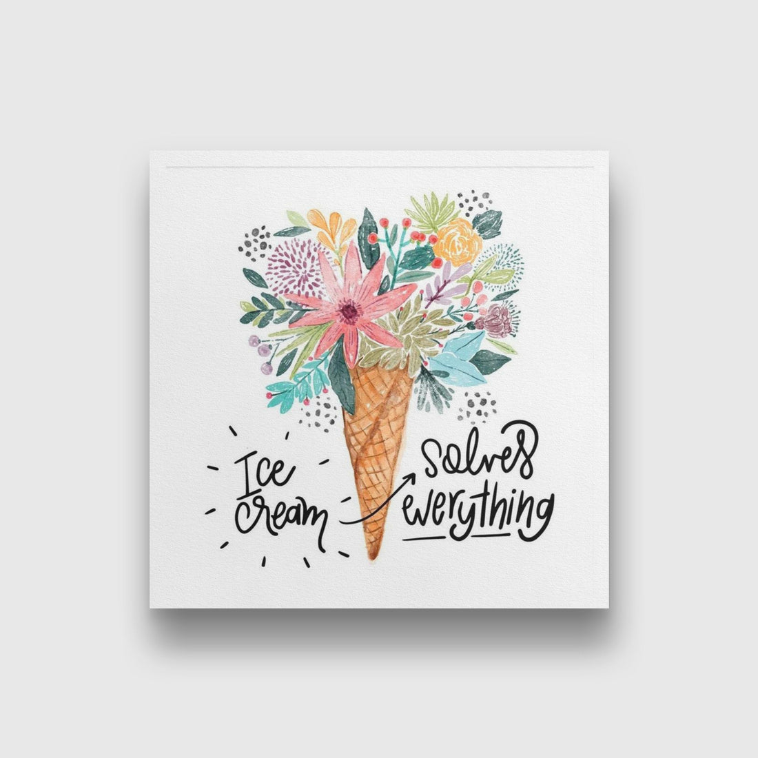 Ice Cream illustration Painting - Meri Deewar 1 : 1 Square Premium Wall Art Canvas by MeriDeewar