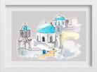 Imerovigli Village Illustration Painting - Meri Deewar 3 : 2 Horizontal Premium Wall Art Canvas by MeriDeewar