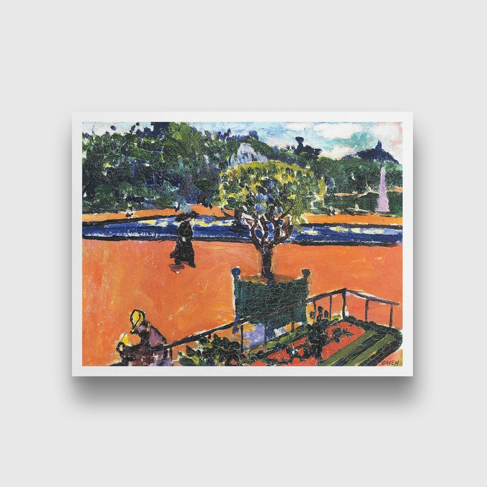 In the Luxembourg Gardens Henry Lyman Saÿen Painting - MeriDeewar 4 : 3 Horizontal Premium Wall Art Canvas by MeriDeewar