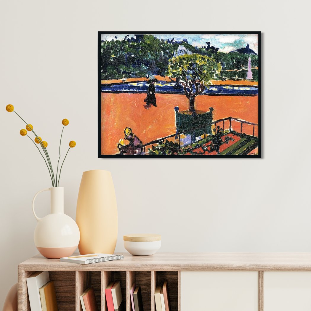 In the Luxembourg Gardens Henry Lyman Saÿen Painting - MeriDeewar 4 : 3 Horizontal Premium Wall Art Canvas by MeriDeewar