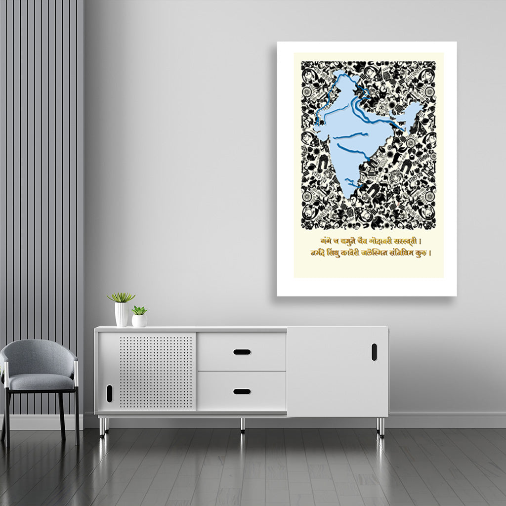 India map painting 2 : 3 Vertical Premium Wall Art Canvas by MeriDeewar