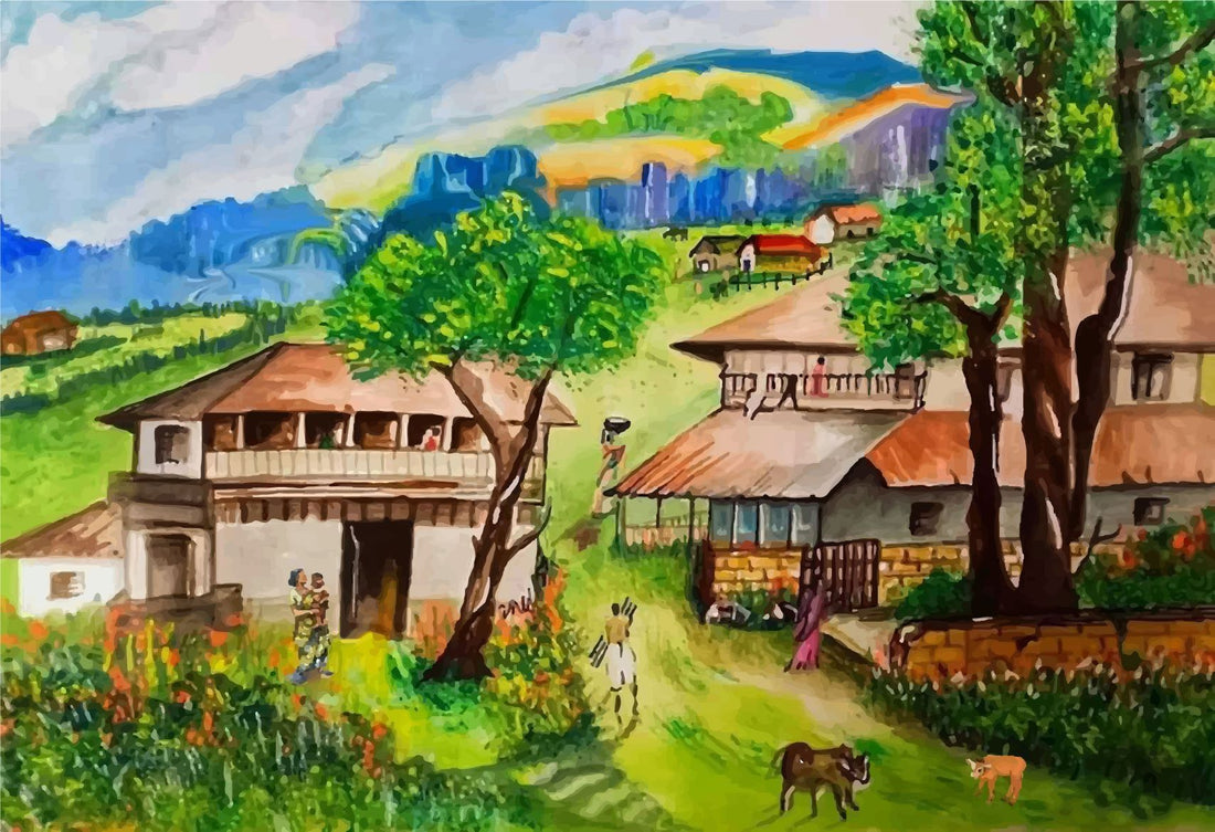 Indian Agriculture Field Painting - Meri Deewar 3 : 2 Horizontal Premium Wall Art Canvas by MeriDeewar
