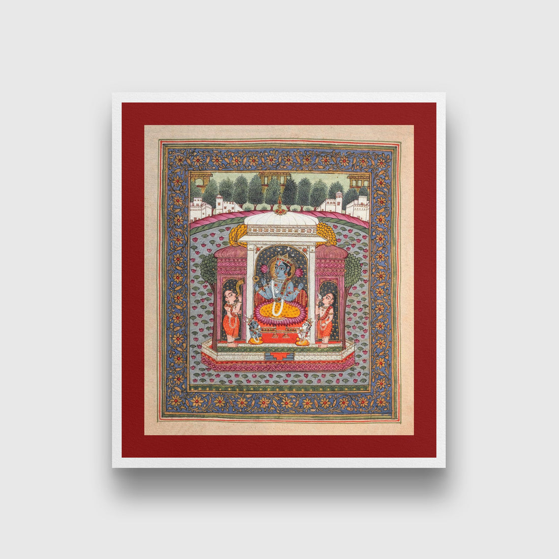 Indian Artistry Painting Vishnu | MeriDeewar 1 : 1 Square Premium Wall Art Canvas by MeriDeewar
