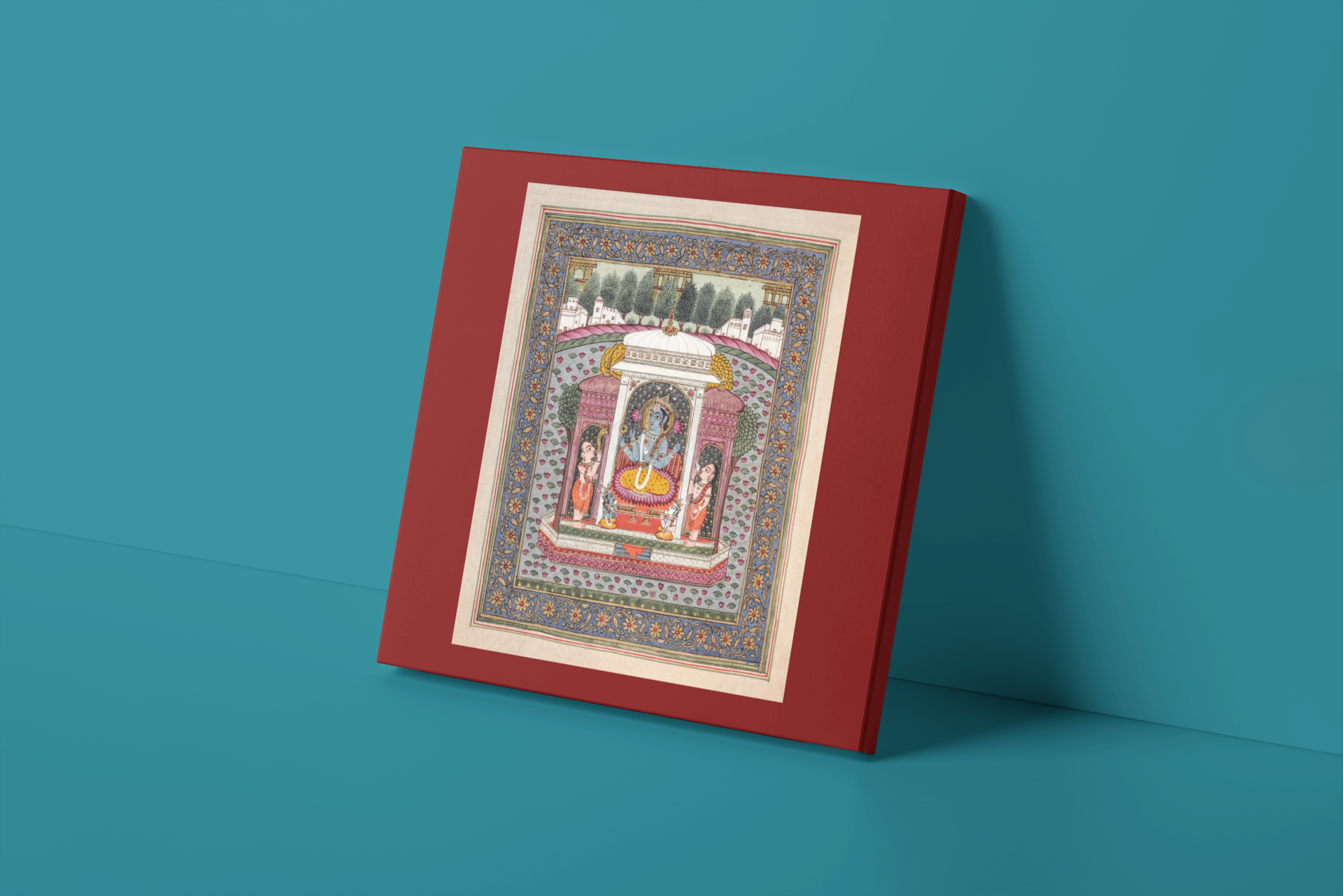Indian Artistry Painting Vishnu | MeriDeewar 1 : 1 Square Premium Wall Art Canvas by MeriDeewar