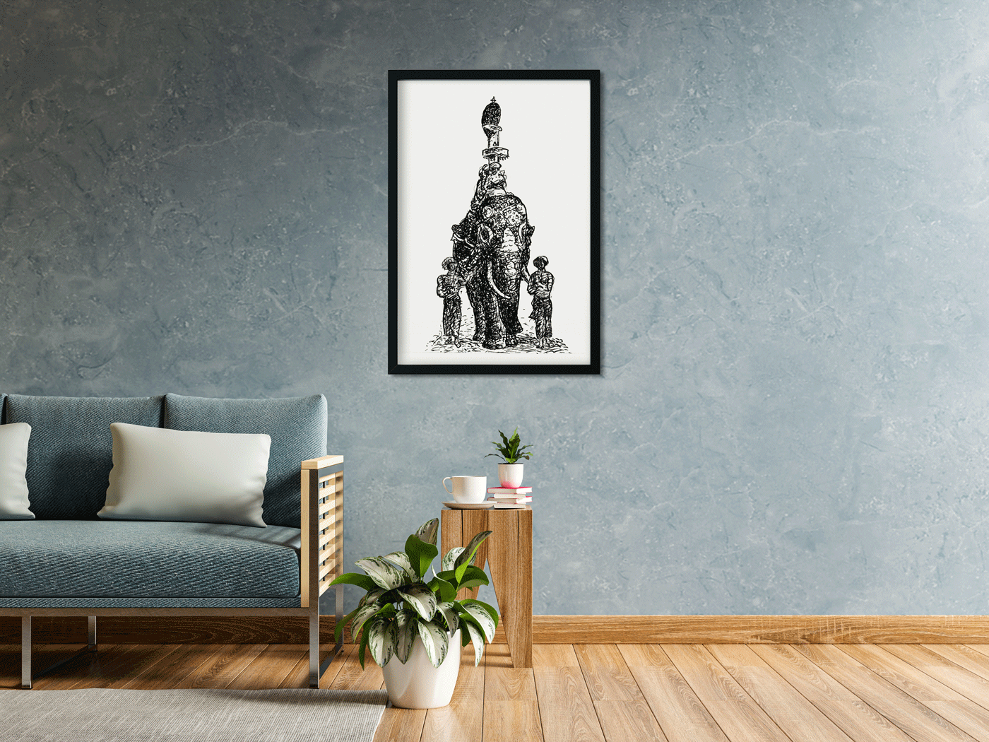 Indian elephant Painting 2 : 3 Vertical Premium Wall Art Canvas by MeriDeewar
