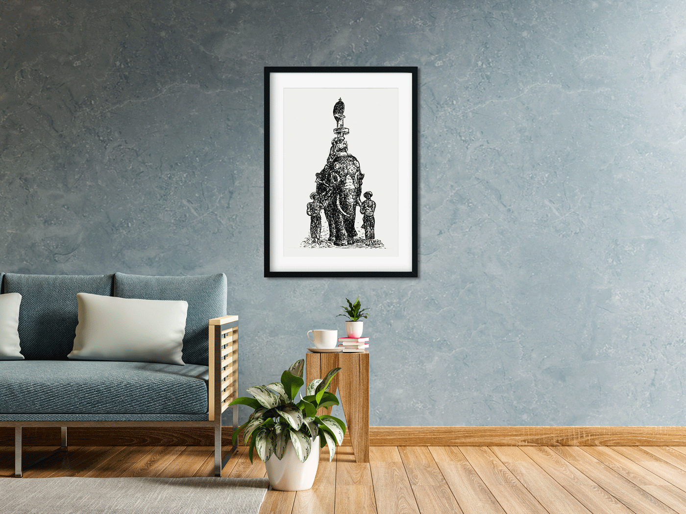 Indian elephant Painting 2 : 3 Vertical Premium Wall Art Canvas by MeriDeewar