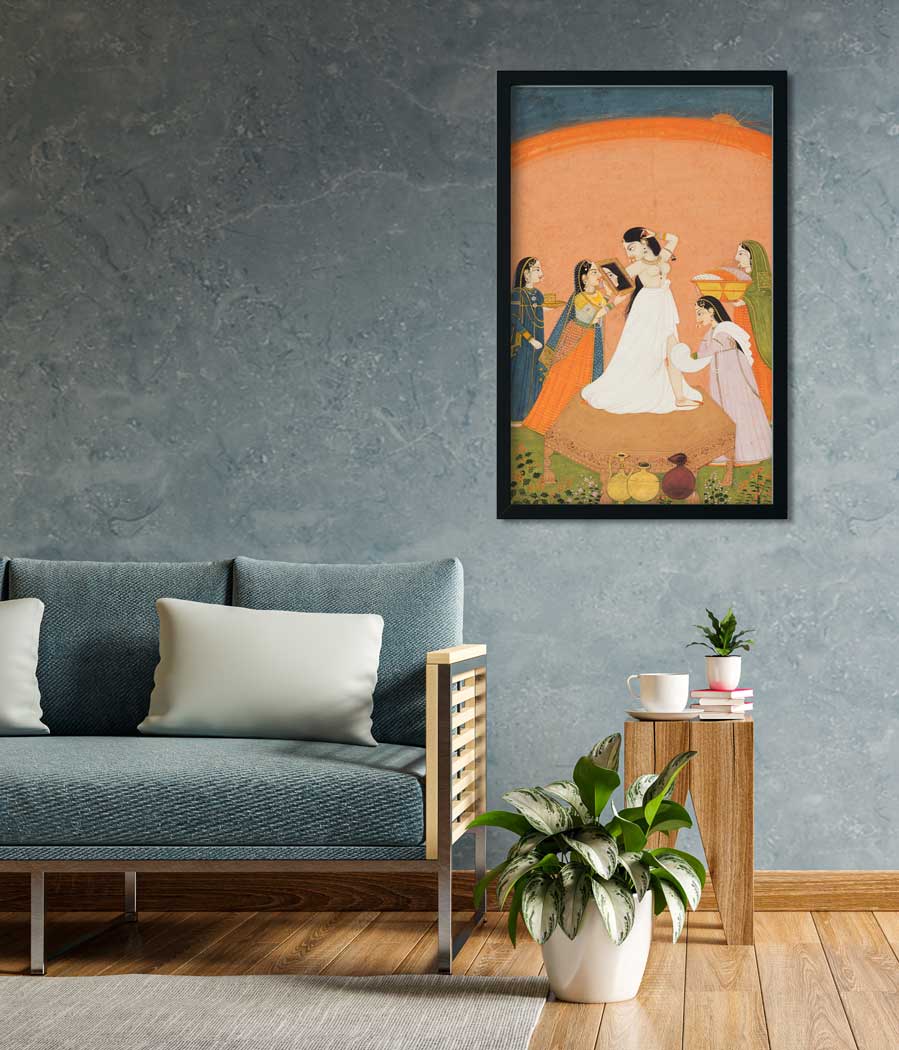 Indian Medieval Art Painting 1 : 2 Vertical Premium Wall Art Canvas by MeriDeewar