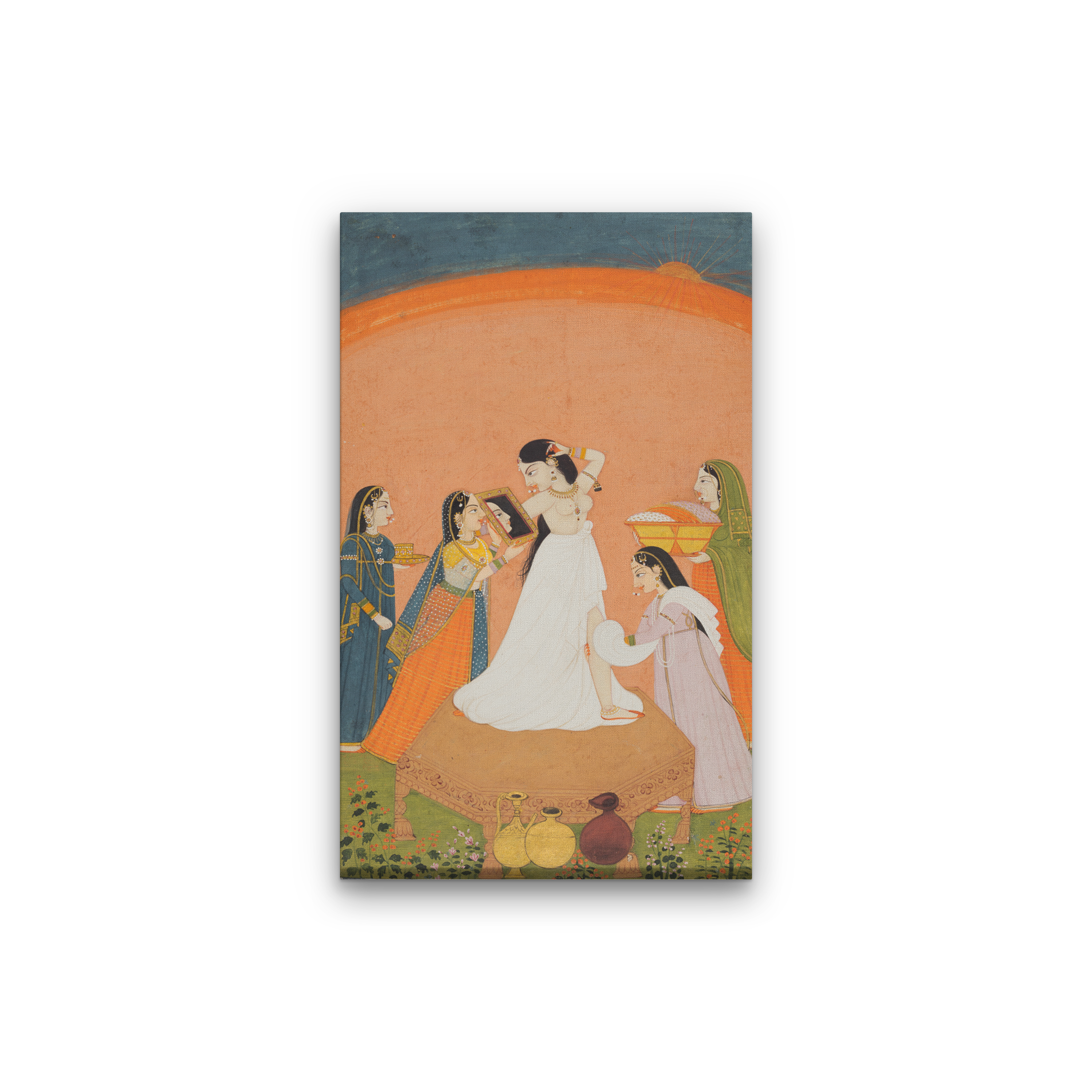 Indian Medieval Art Painting 1 : 2 Vertical Premium Wall Art Canvas by MeriDeewar