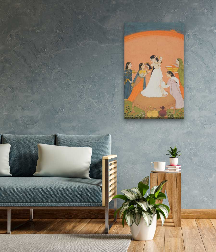 Indian Medieval Art Painting 1 : 2 Vertical Premium Wall Art Canvas by MeriDeewar