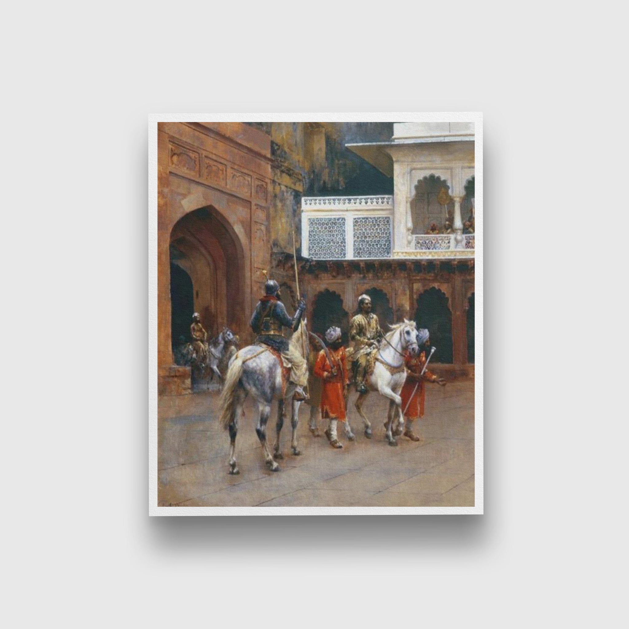 Indian Prince, Palace of Agra Painting - Meri Deewar 5 : 6 Vertical Premium Wall Art Canvas by MeriDeewar