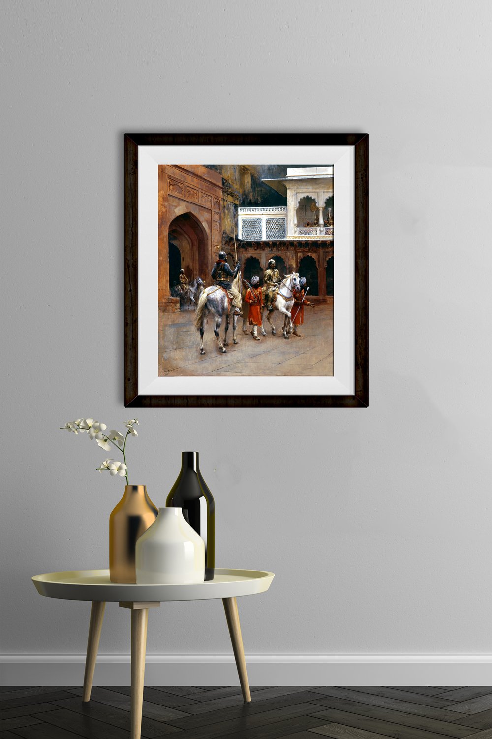 Indian Prince, Palace of Agra Painting - Meri Deewar 5 : 6 Vertical Premium Wall Art Canvas by MeriDeewar