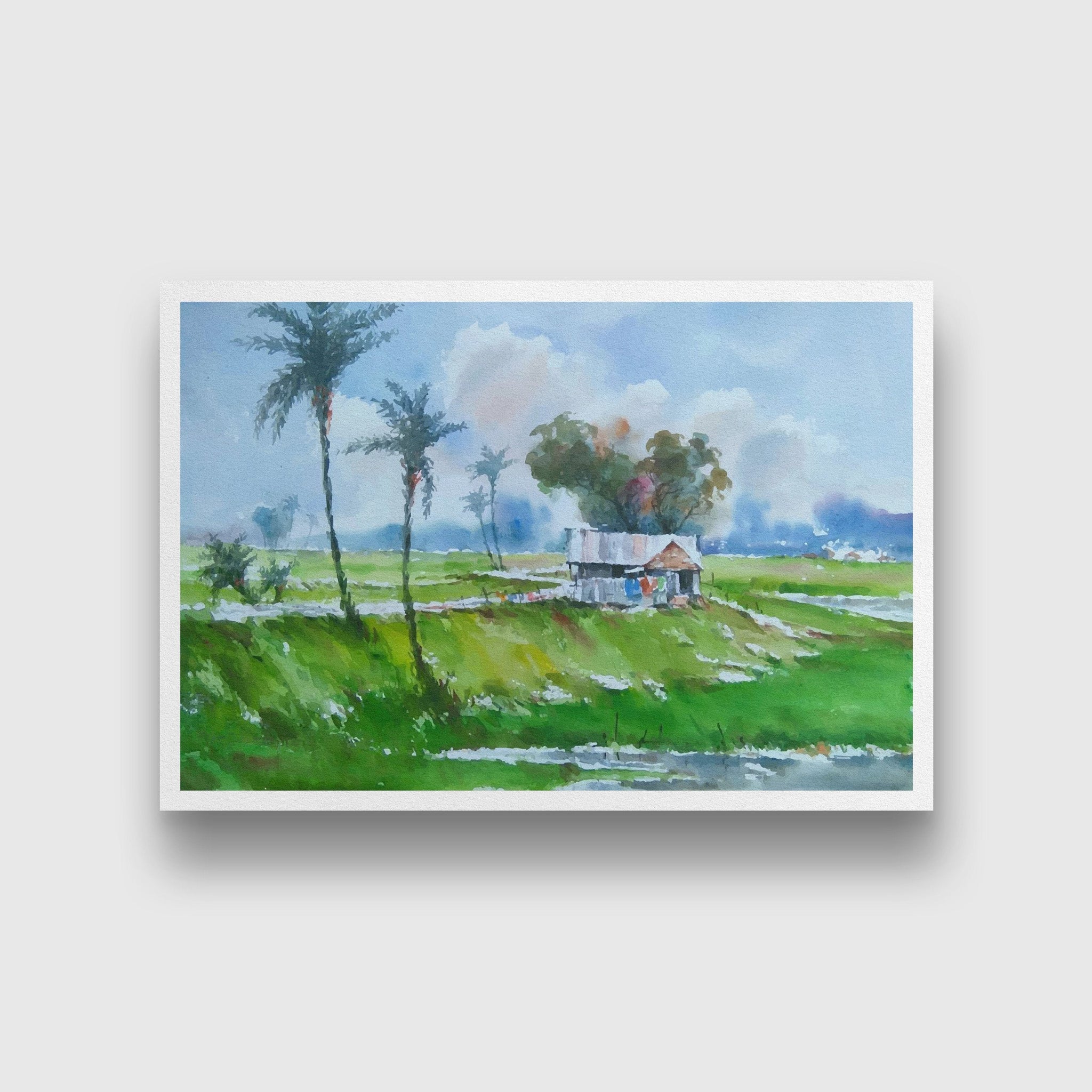 Indian Village Hut Painting - Meri Deewar 3 : 2 Horizontal Premium Wall Art Canvas by MeriDeewar