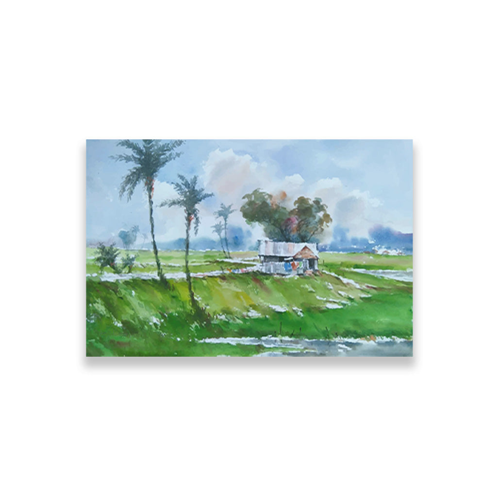Indian Village Hut Painting - Meri Deewar 3 : 2 Horizontal Premium Wall Art Canvas by MeriDeewar